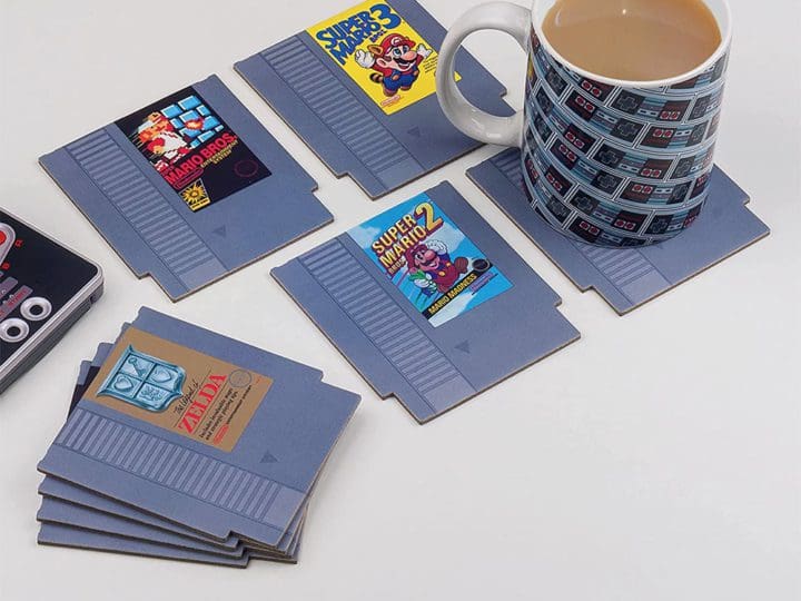 The Paladone Nintendo NES Cartridge Coasters perfectly mimic the design of classic NES game cartridges, evoking a sense of nostalgia and charm.